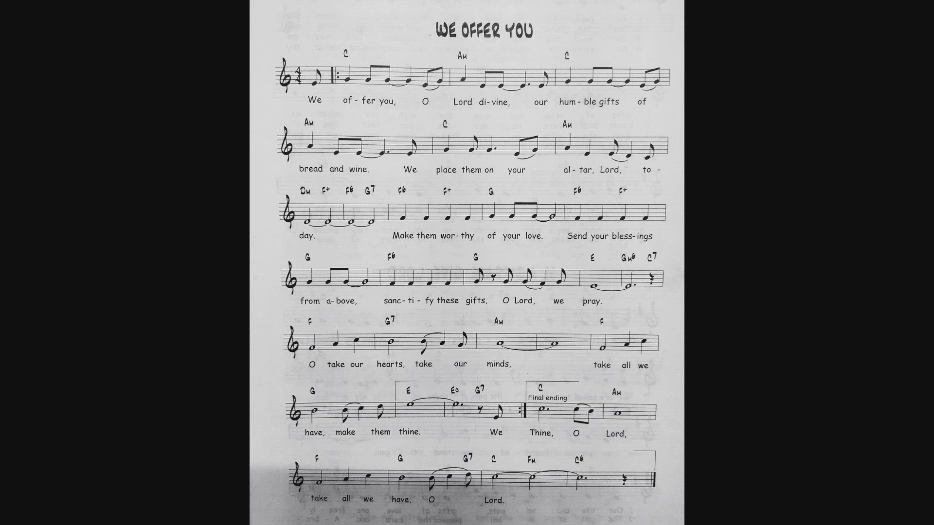 'Video thumbnail for We Offer You - Catholic Mass Song Sheet Music'