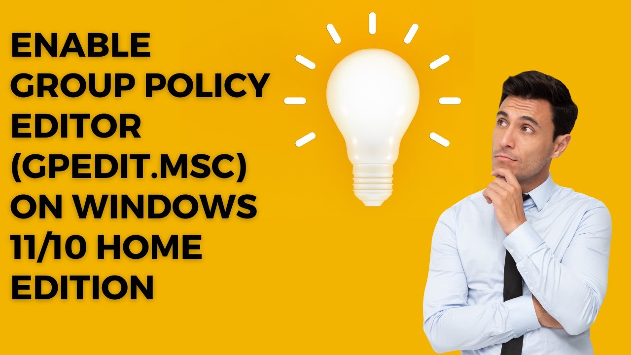 'Video thumbnail for Turn On Group Policy Editor (gpedit.msc) on Windows 11 or 10 Home Edition'