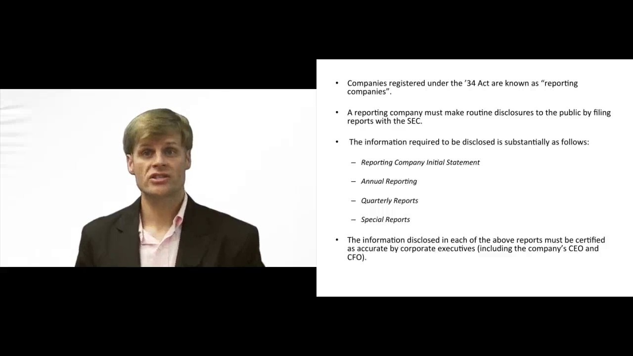 'Video thumbnail for Reporting and Disclosure Requirements Under 1934 Act'