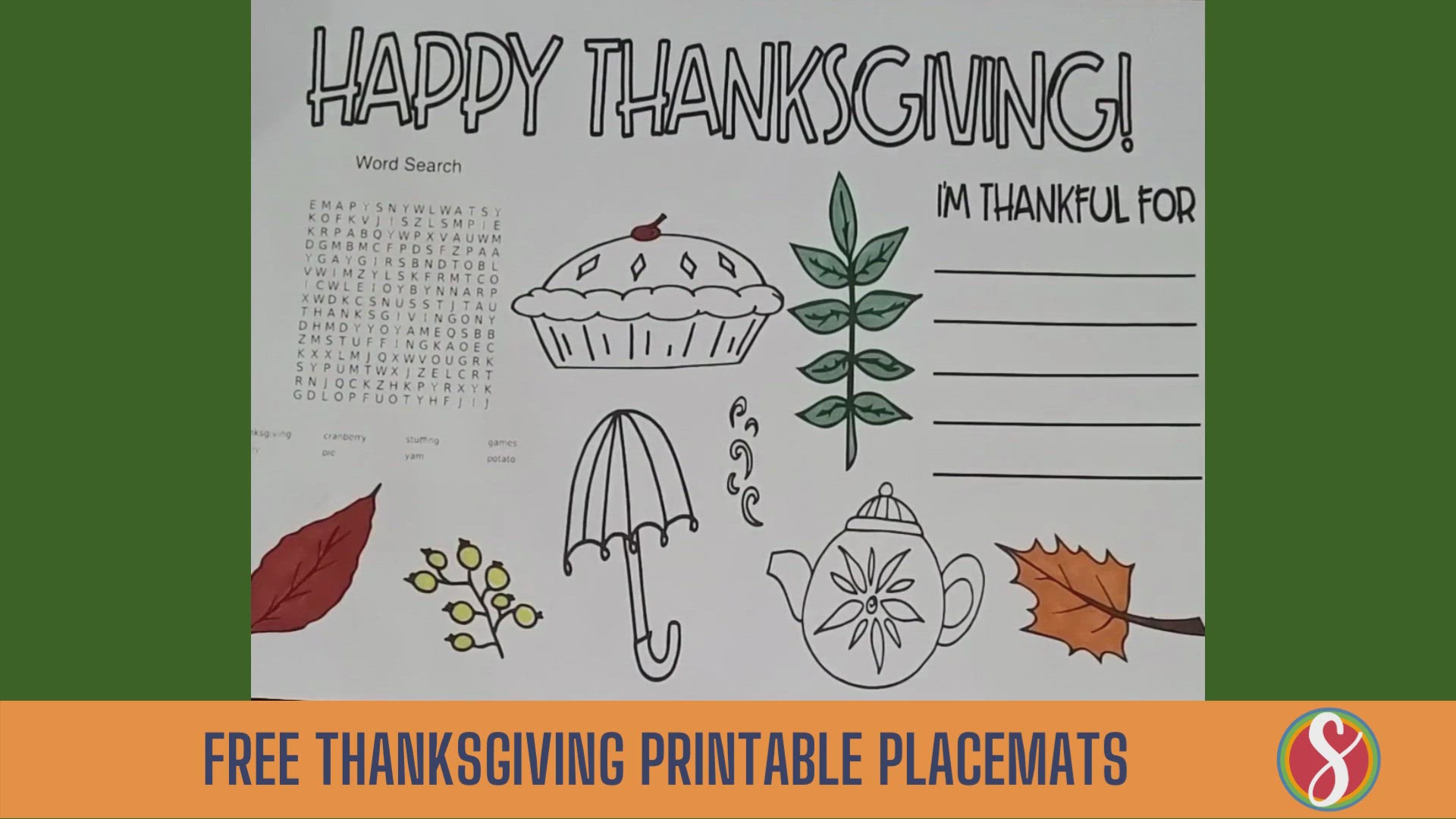 'Video thumbnail for Thanksgiving Placemat Free Printable '