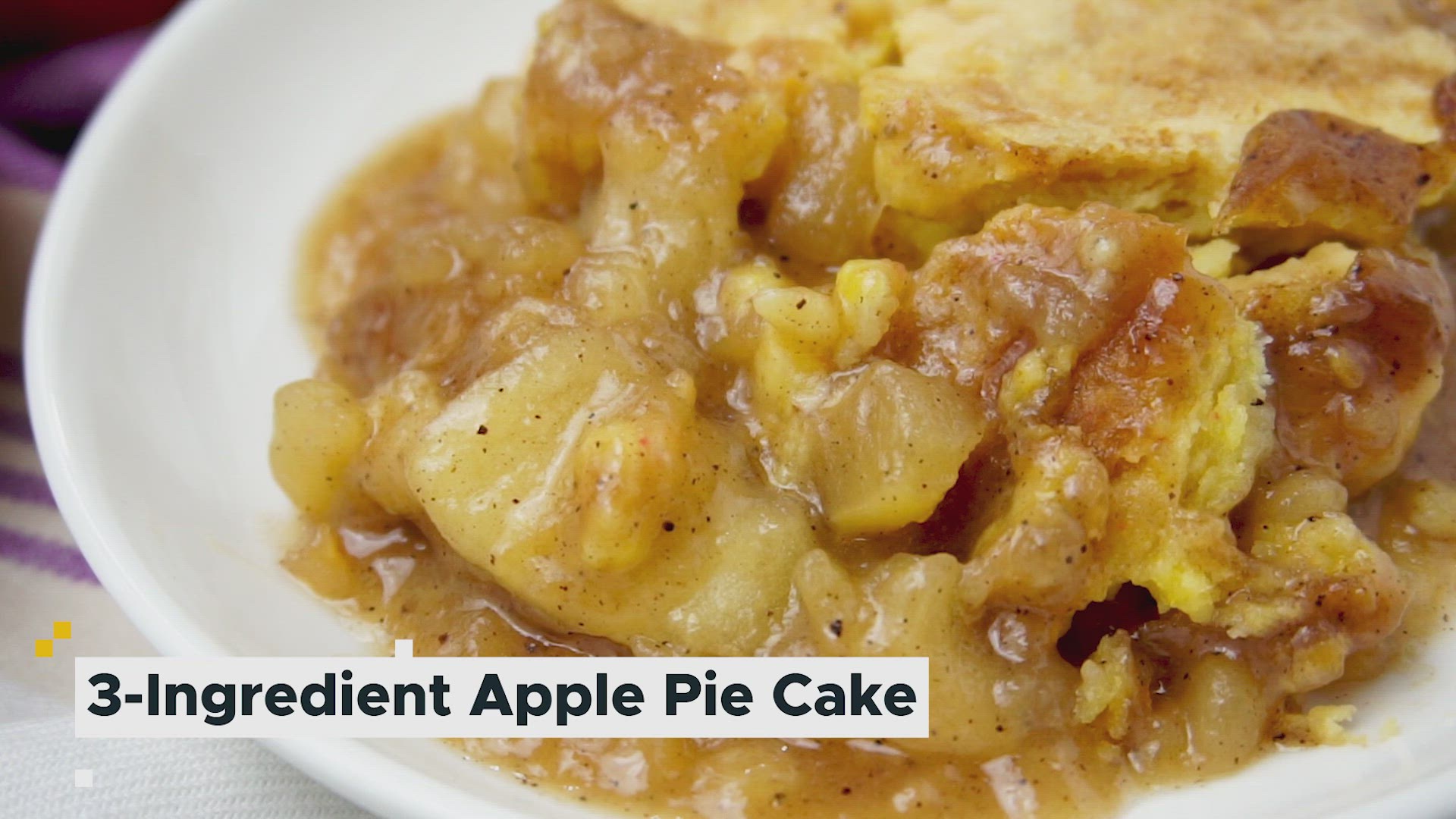 Video thumbnail for 3 Ingredients Apple Pie Cake-Mix Cake Recipe