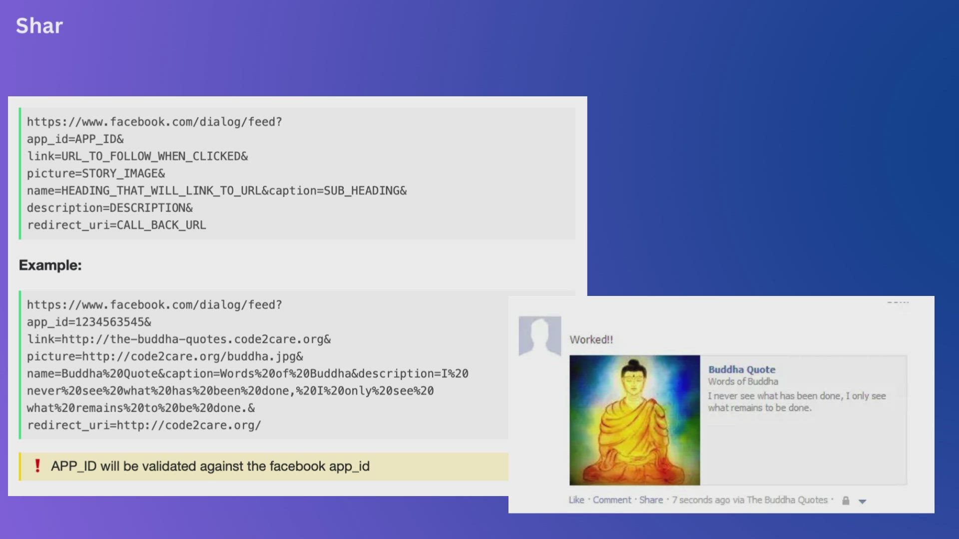 'Video thumbnail for Share Story Feed on Facebook using URL'