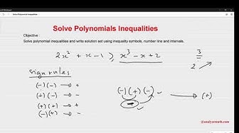 'Video thumbnail for Solve Polynomial Inequalities Using Table of Signs'