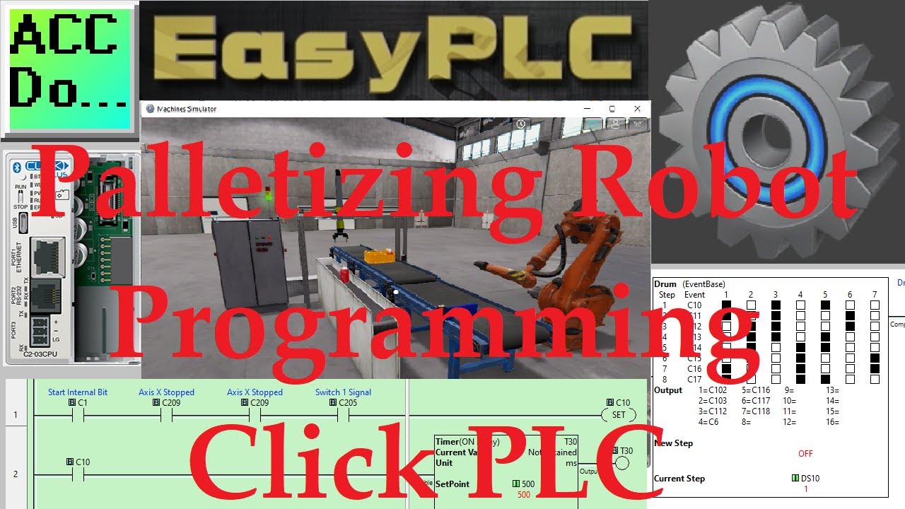 'Video thumbnail for EasyPLC Palletizing Robot Programming Click PLC'