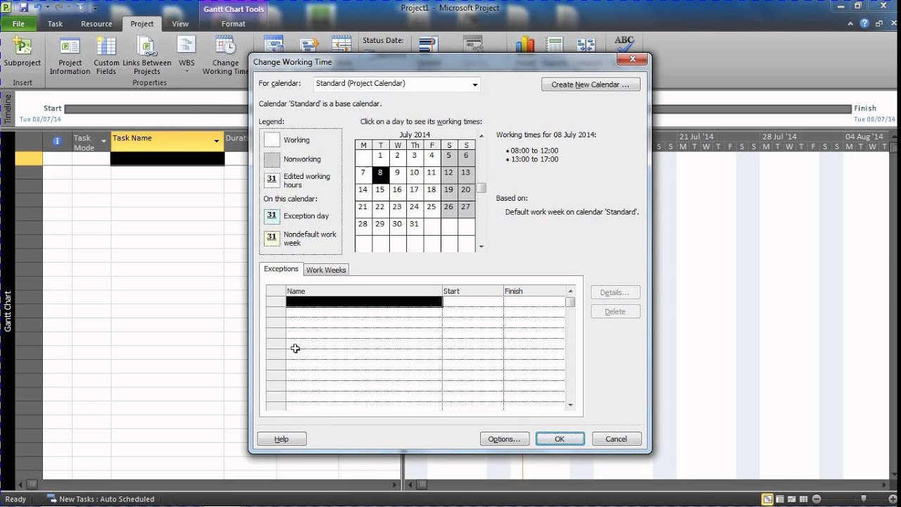 Video thumbnail for Add Nonworking Days to the Project Calendar - MS Project