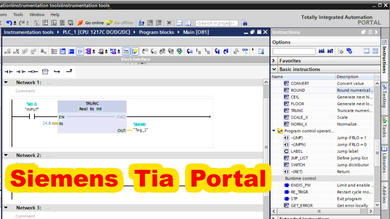 'Video thumbnail for Learn Siemens Tia Portal Programming Online - CEIL, FLOOR, TRUNC'