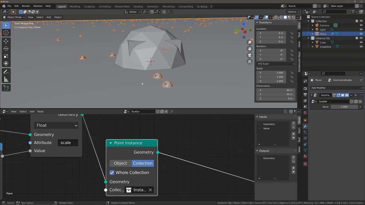 Video thumbnail for Instancing Collections Using Geometry Nodes In Blender 2.92 To Position Objects Around A Scene