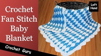 Video thumbnail for Crochet Baby Blanket - Fan Stitch Pattern - (Left Hand) Tutorial
