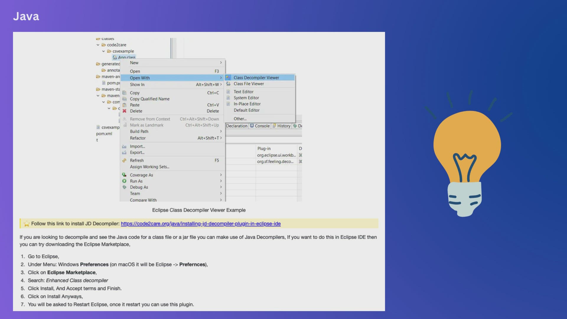 'Video thumbnail for Java Decompiler Eclipse Plugin'