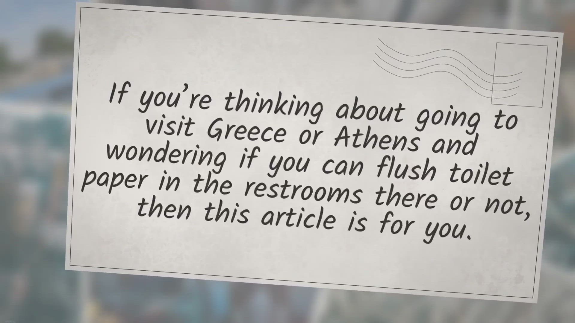 Video thumbnail for Can you flush toilet paper in Athens, Greece? ANSWERED!