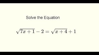 'Video thumbnail for Solve Equation with Square Root on Both Sides'