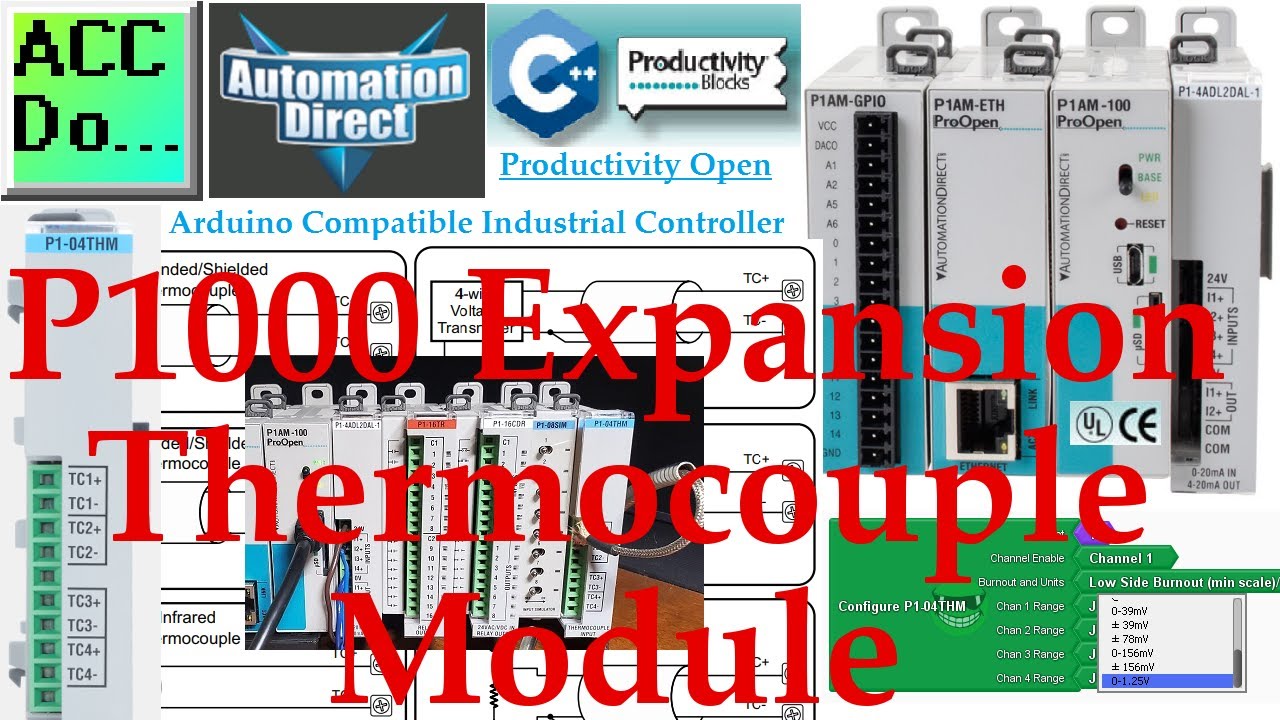 'Video thumbnail for Industrial Arduino P1000 Thermocouple Module Productivity Open P1AM'
