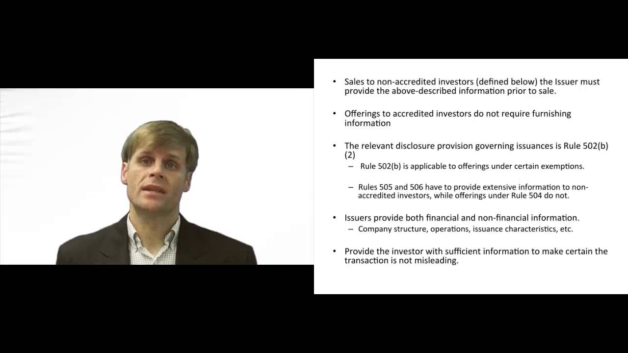 'Video thumbnail for Disclosure Requirements of Regulation D - Securities Exemption'