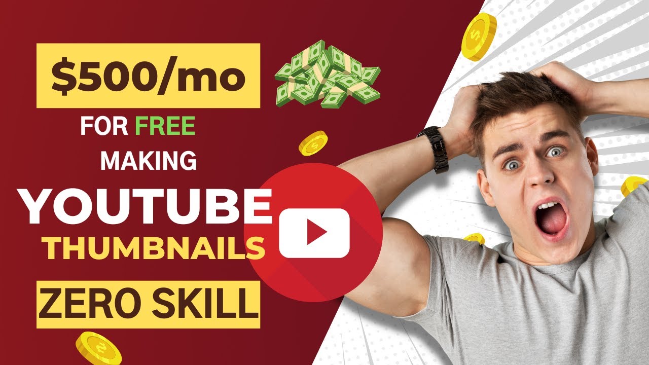 'Video thumbnail for Make $500/mo With Thumbnails! How To Create A Youtube Thumbnail For Free'