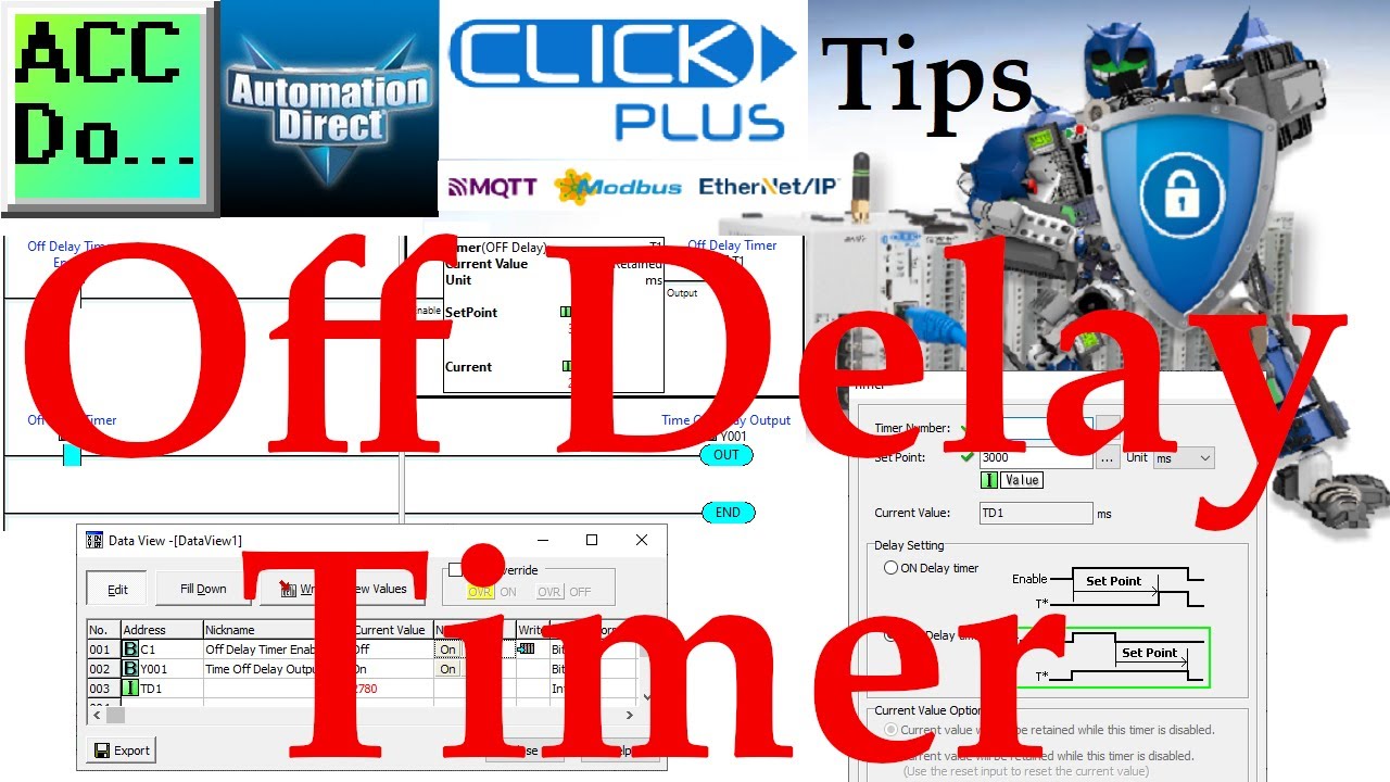 'Video thumbnail for Click PLC Off Delay Timer'