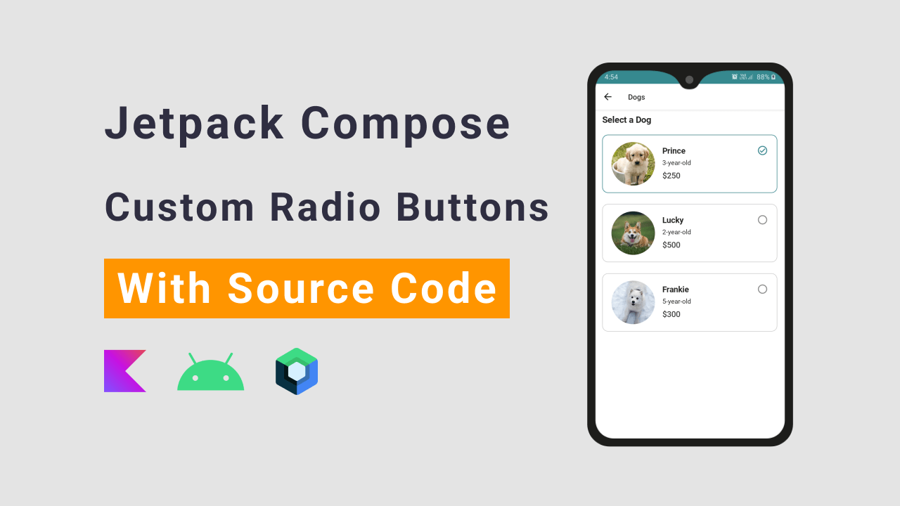 Video thumbnail for Jetpack Compose Custom Radio Button UI with Source Code