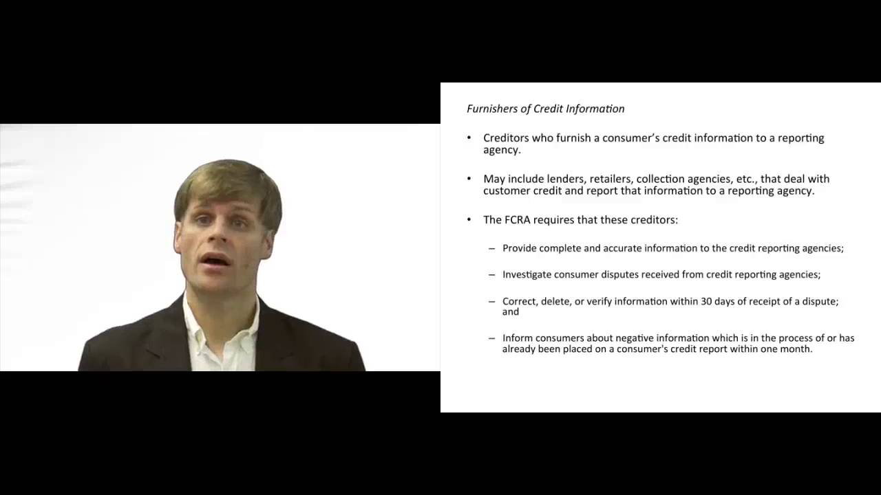 'Video thumbnail for Fair Credit Reporting Act - Furnishers of Information'