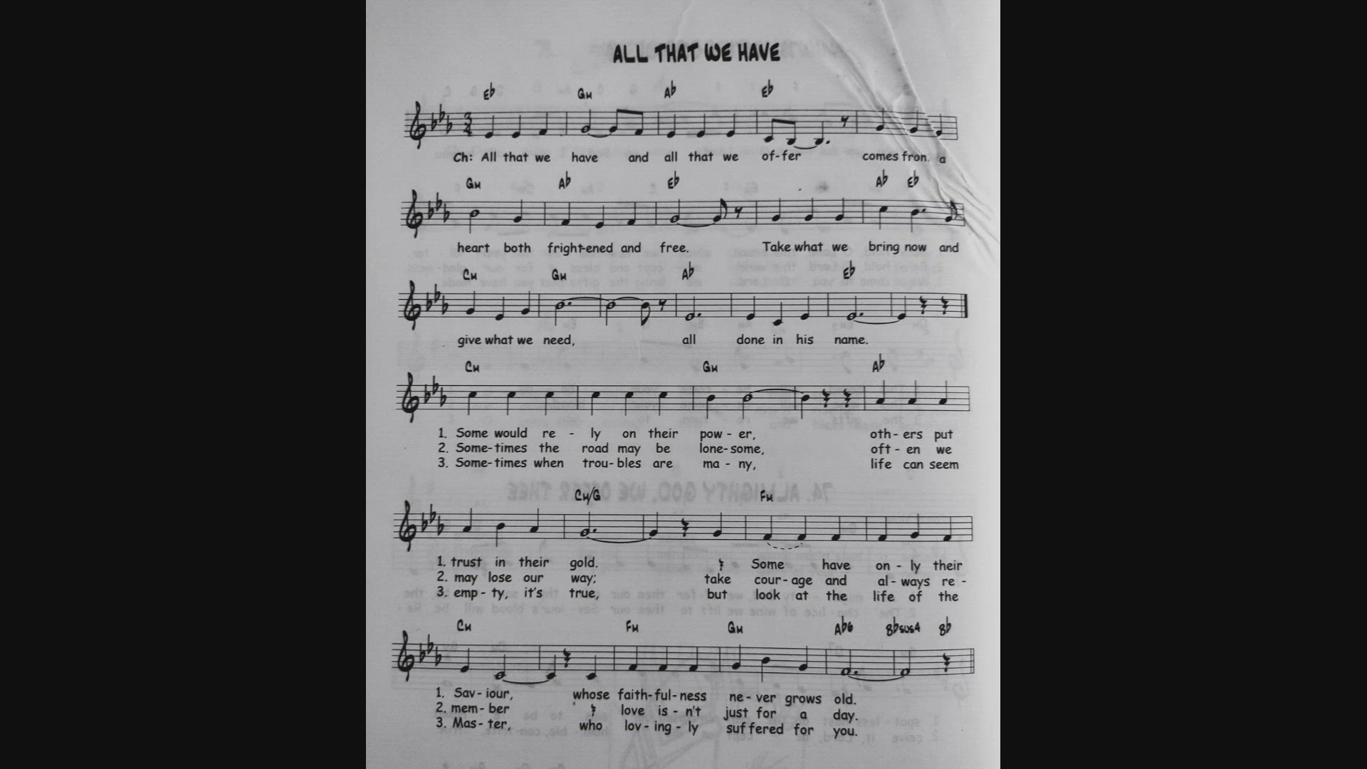 'Video thumbnail for All That We Have - Catholic Mass Song Sheet Music'
