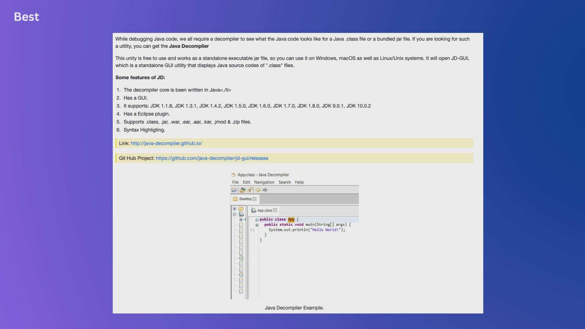 'Video thumbnail for Best free Decompiler for Java'