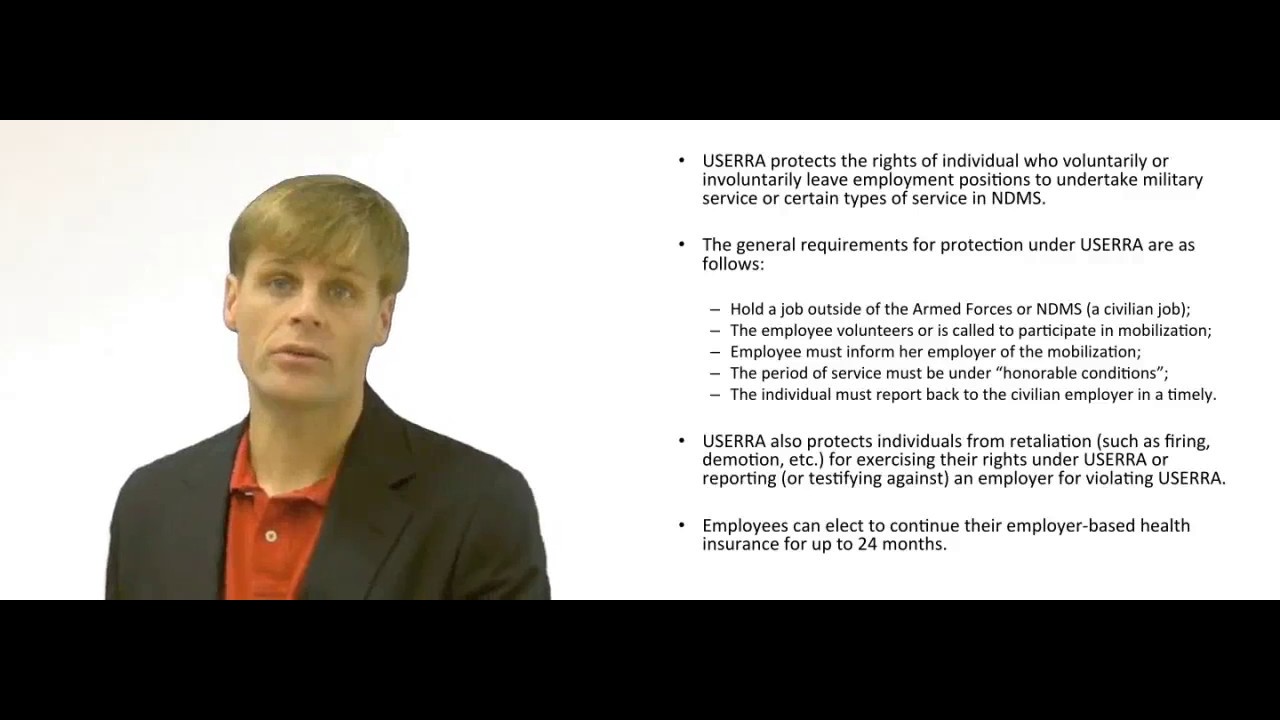 'Video thumbnail for Uniform Servicemembers Employment and Reemployment Act ( USERRA )'