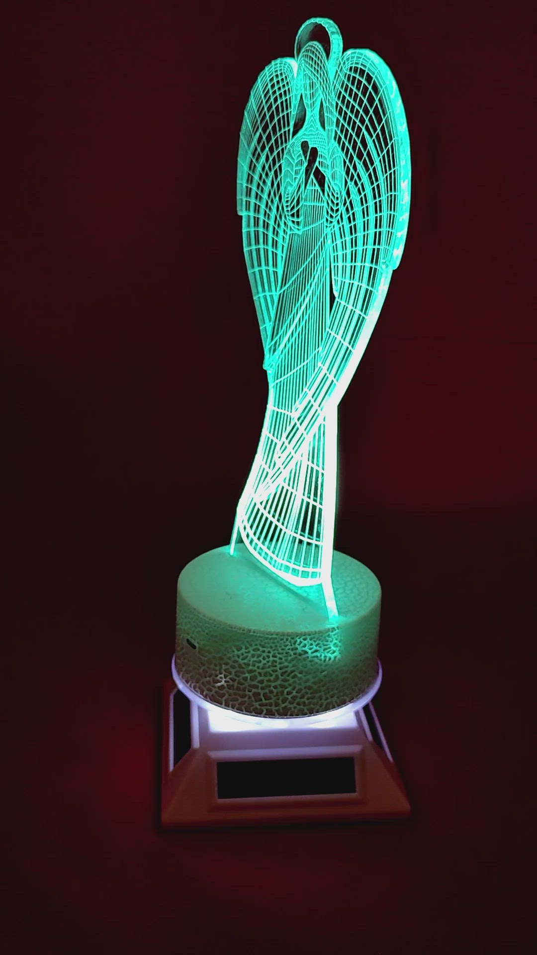 Video thumbnail for Edge Lit 3D Wireframe Laser cut Acrylic Lamp - Angel Design