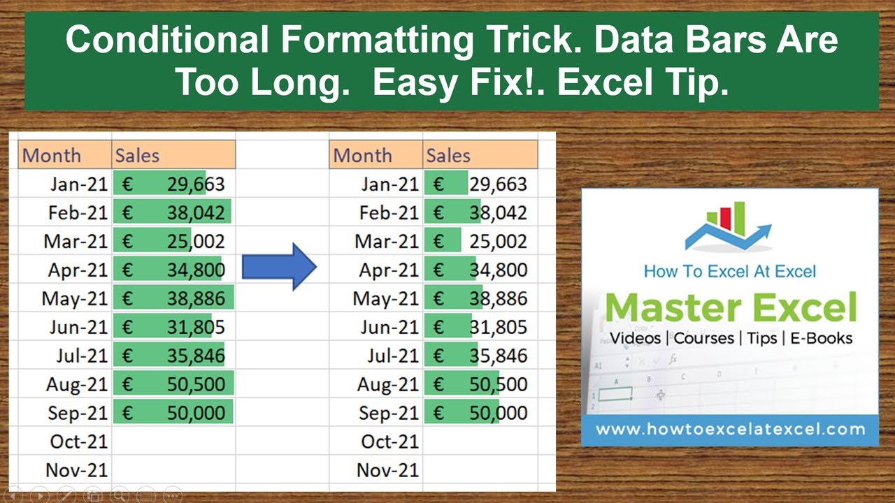'Video thumbnail for Data Bars Excel. Too Long?. Easy Fix!'