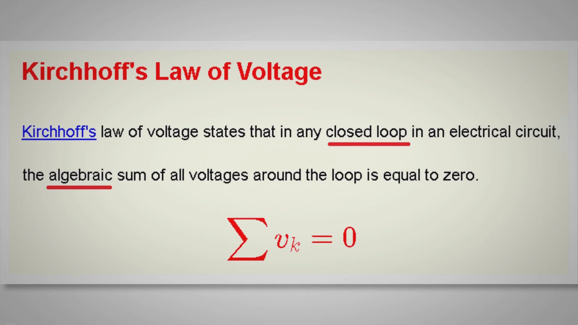'Video thumbnail for Kirchhoff's Law of Voltages'