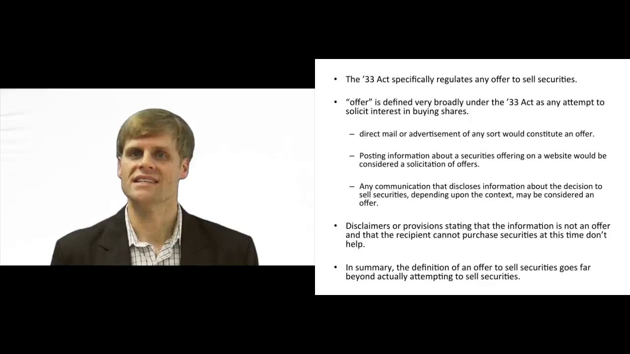 'Video thumbnail for Offer to Sell Securities - Explained'