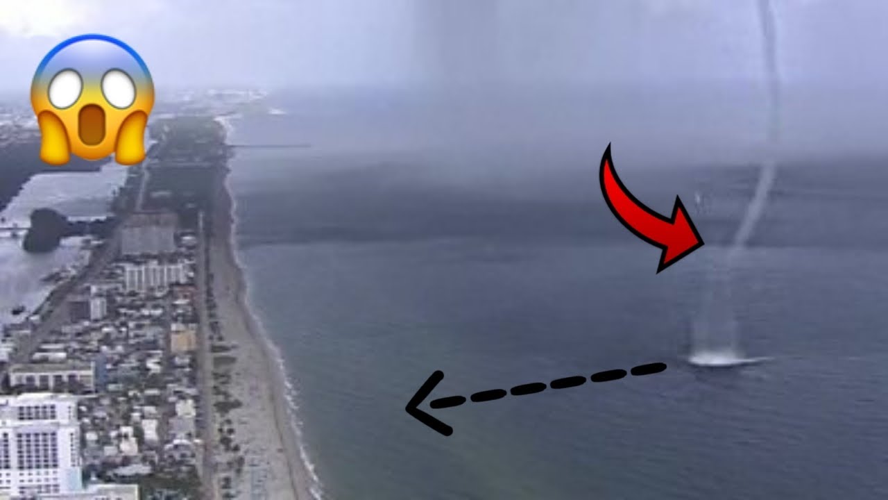 Video thumbnail for Massive Waterspout🌪️ hits Hollywood Beach, Miami | Woman knocked over and several fleeing scene.😱