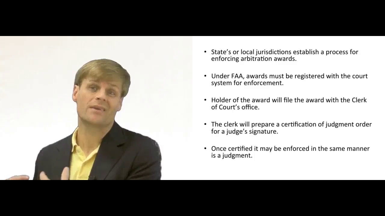 'Video thumbnail for How are Arbitration Awards Enforced?'