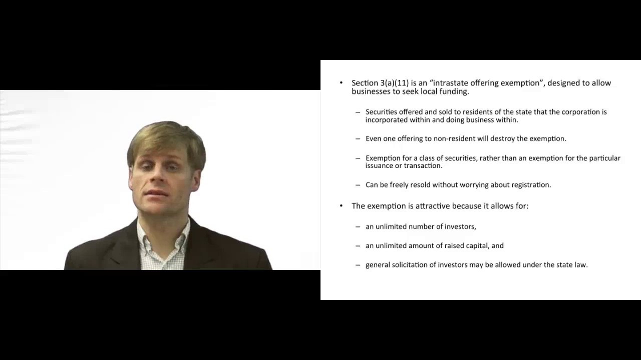 'Video thumbnail for Section 3a Securities Exemption - Explained'