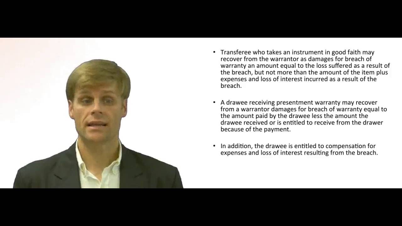 'Video thumbnail for Liability of Warrantor of Negotiable Instrument for Damages'