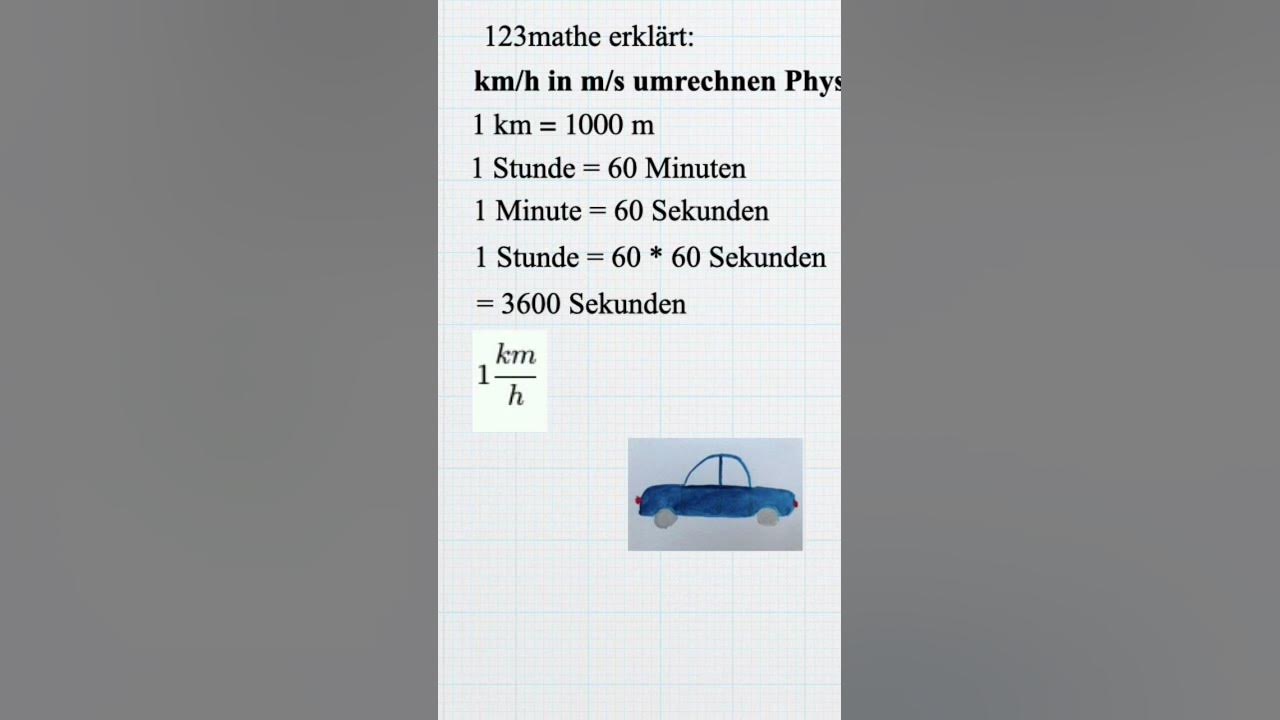 'Video thumbnail for Km/h in m/s umrechnen Physik #shorts'