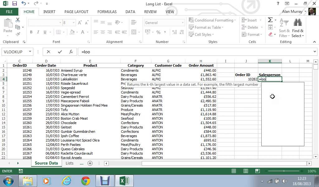 Video thumbnail for How to use the LOOKUP Function in Excel