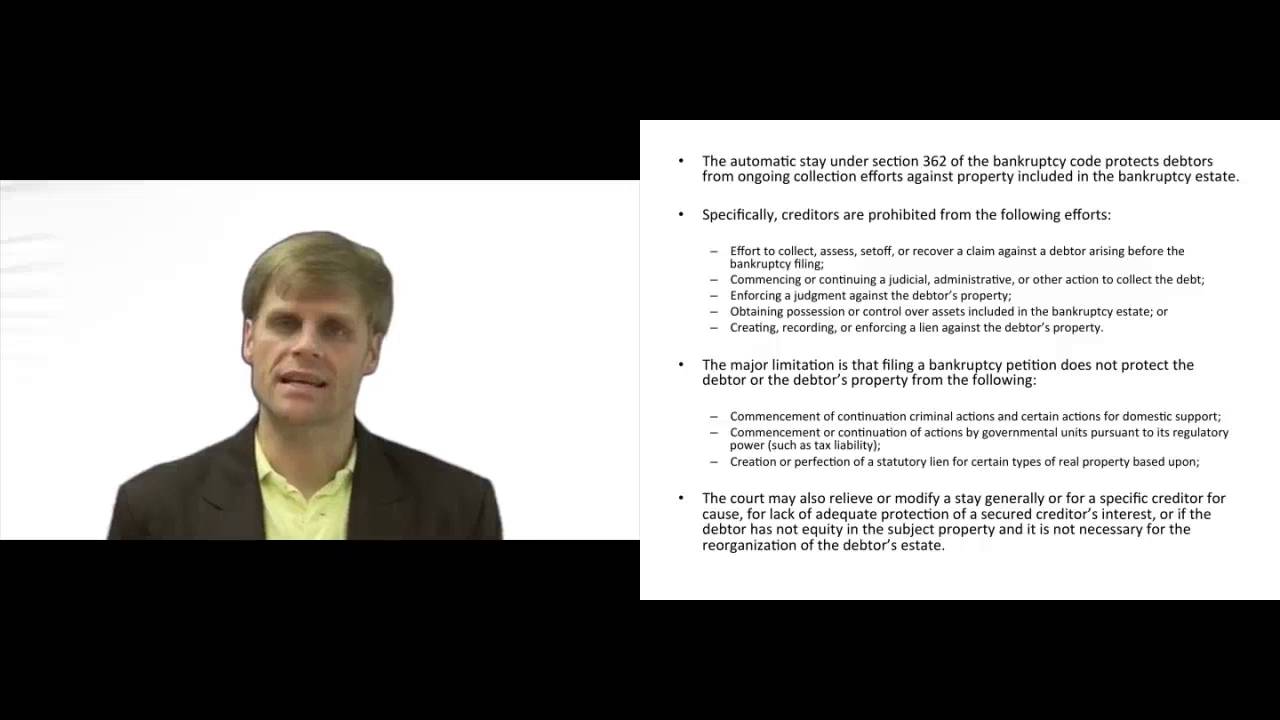 'Video thumbnail for Section 362 - Automatic Stay in Bankruptcy'