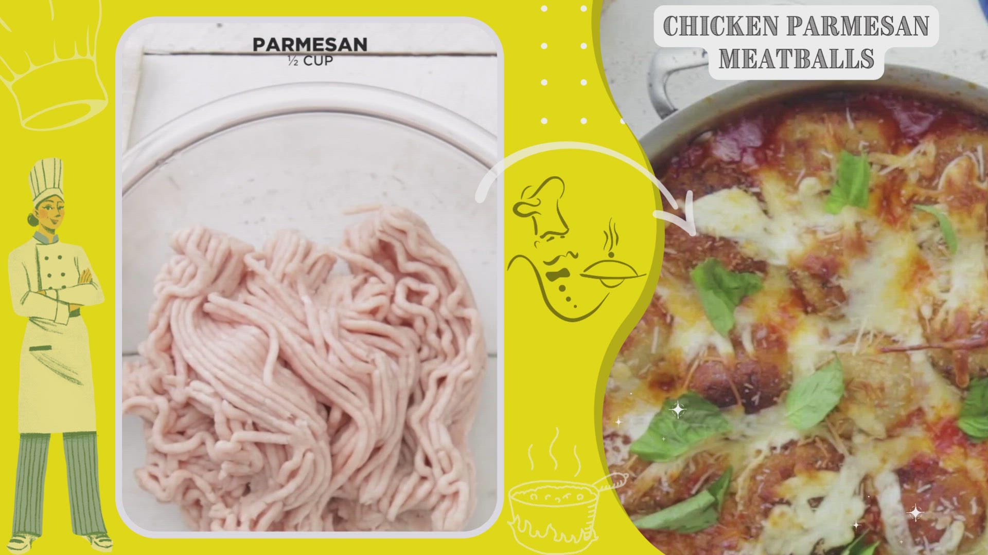 Video thumbnail for Chicken Parmesan Meatballs