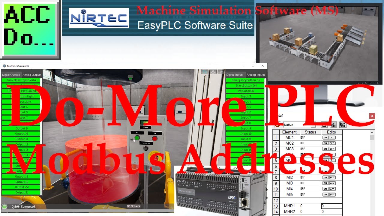 'Video thumbnail for EasyPLC Machine Simulator (MS) Do-More PLC Modbus Addresses'
