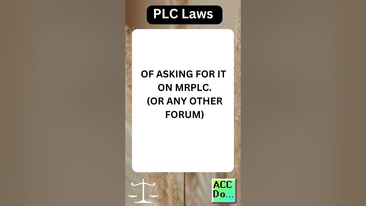 'Video thumbnail for PLC Laws #8.2 - ORDER THE CORRECT SOFTWARE FROM YOUR VENDOR'