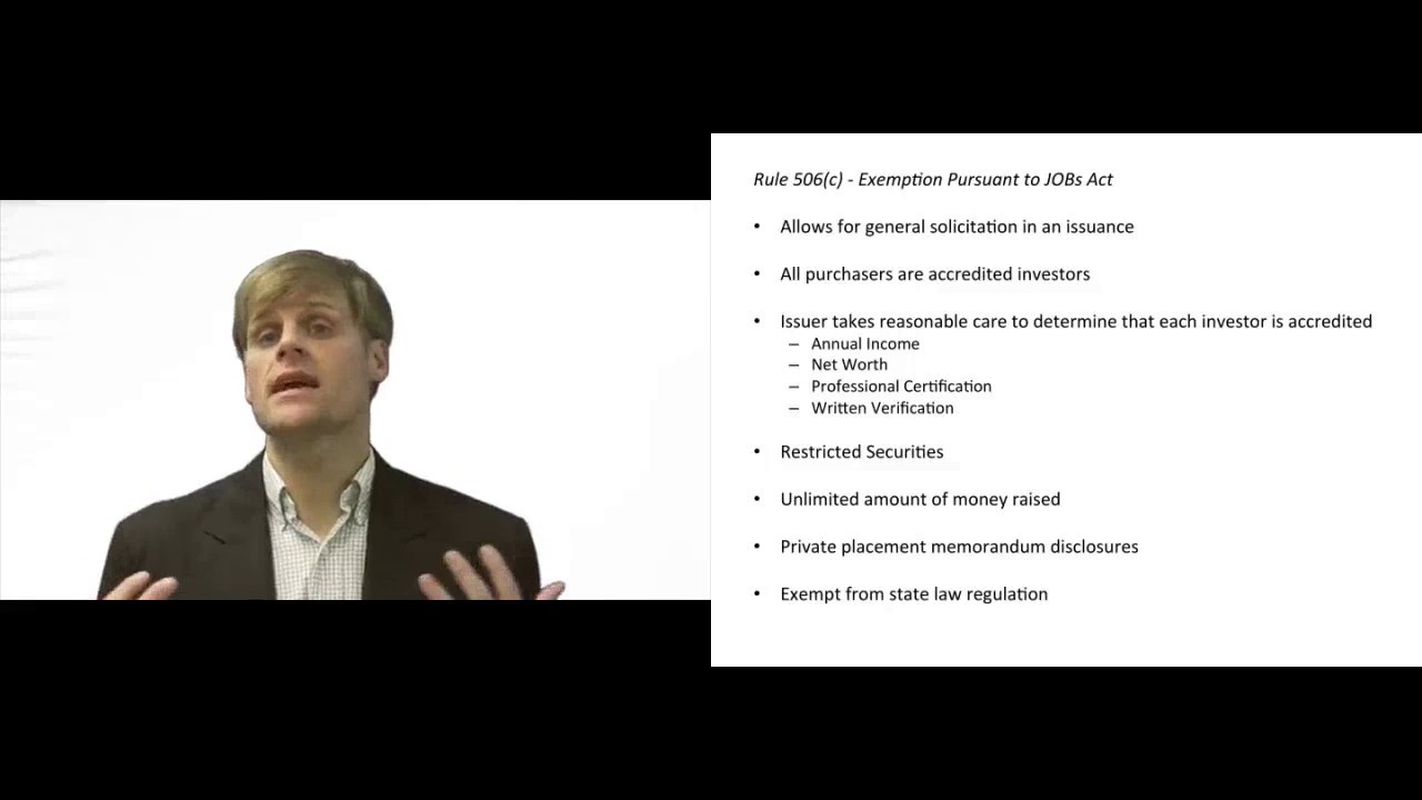 'Video thumbnail for Rule 506c - Securities Exemption'