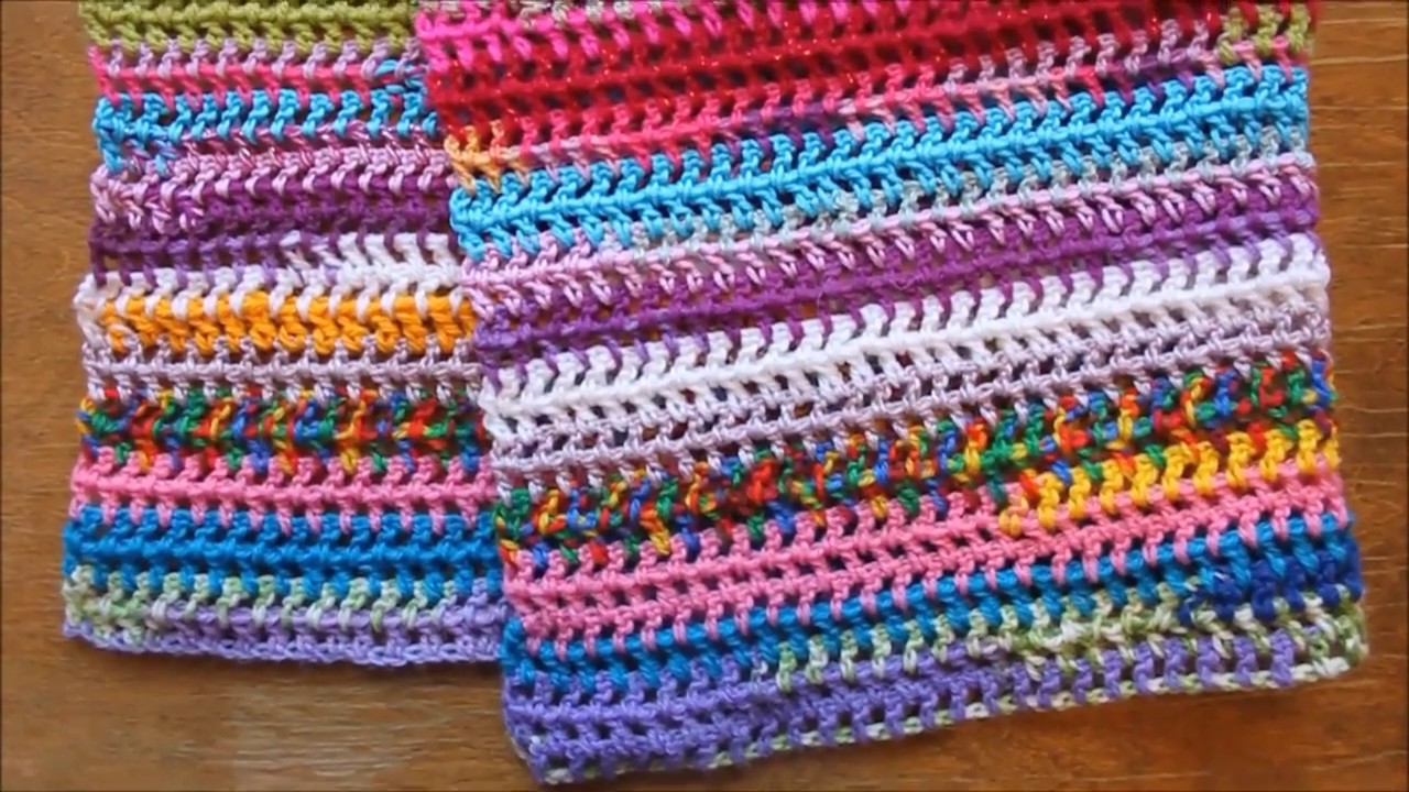 Video thumbnail for Easy Afghan ( Scarf) Made With Leftover Yarn -How To Crochet A Scrap Yarn Scarf