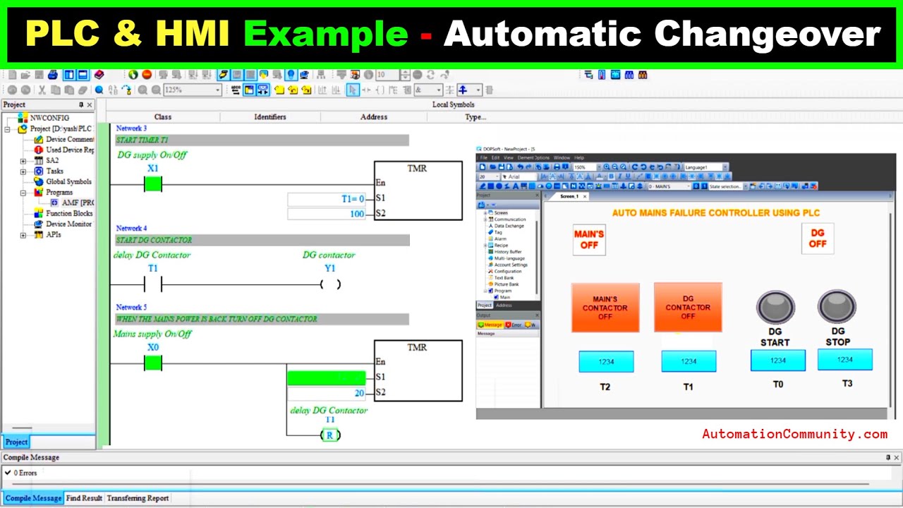 'Video thumbnail for PLC & HMI Example - Automatic Changeover between Mains and Generator Supply'