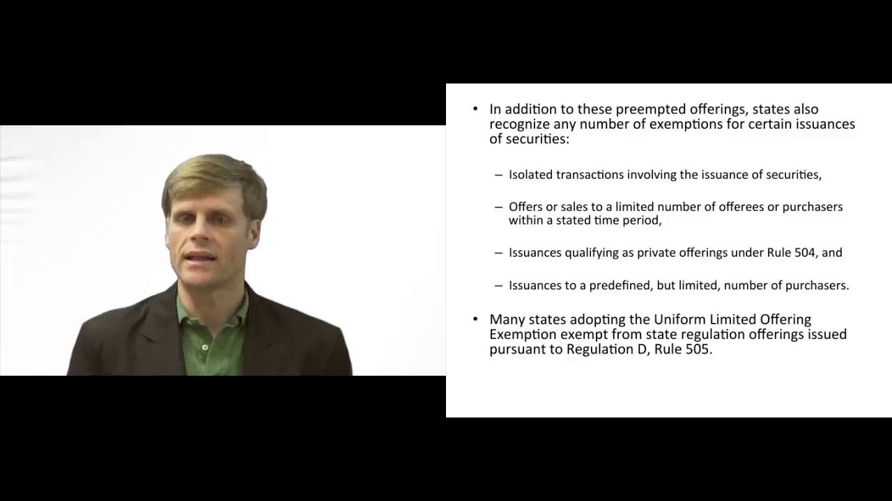 'Video thumbnail for Securities Issuances Regulated by State Law'