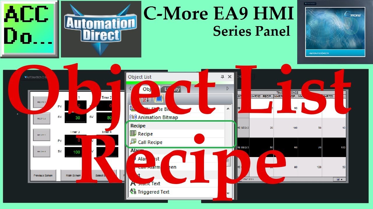'Video thumbnail for C-More EA9 HMI Series Panel Object List Recipe'