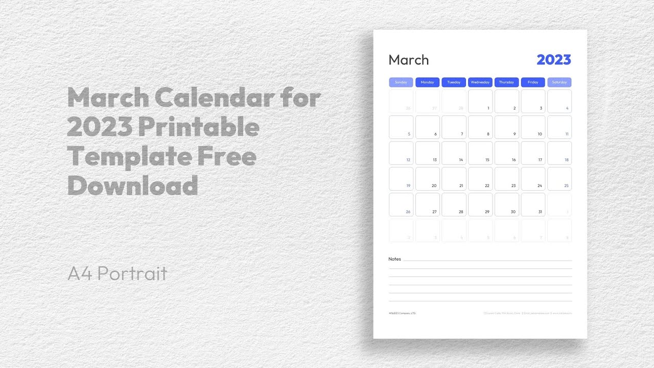 'Video thumbnail for March Calendar for 2023 Printable Template Free Download'