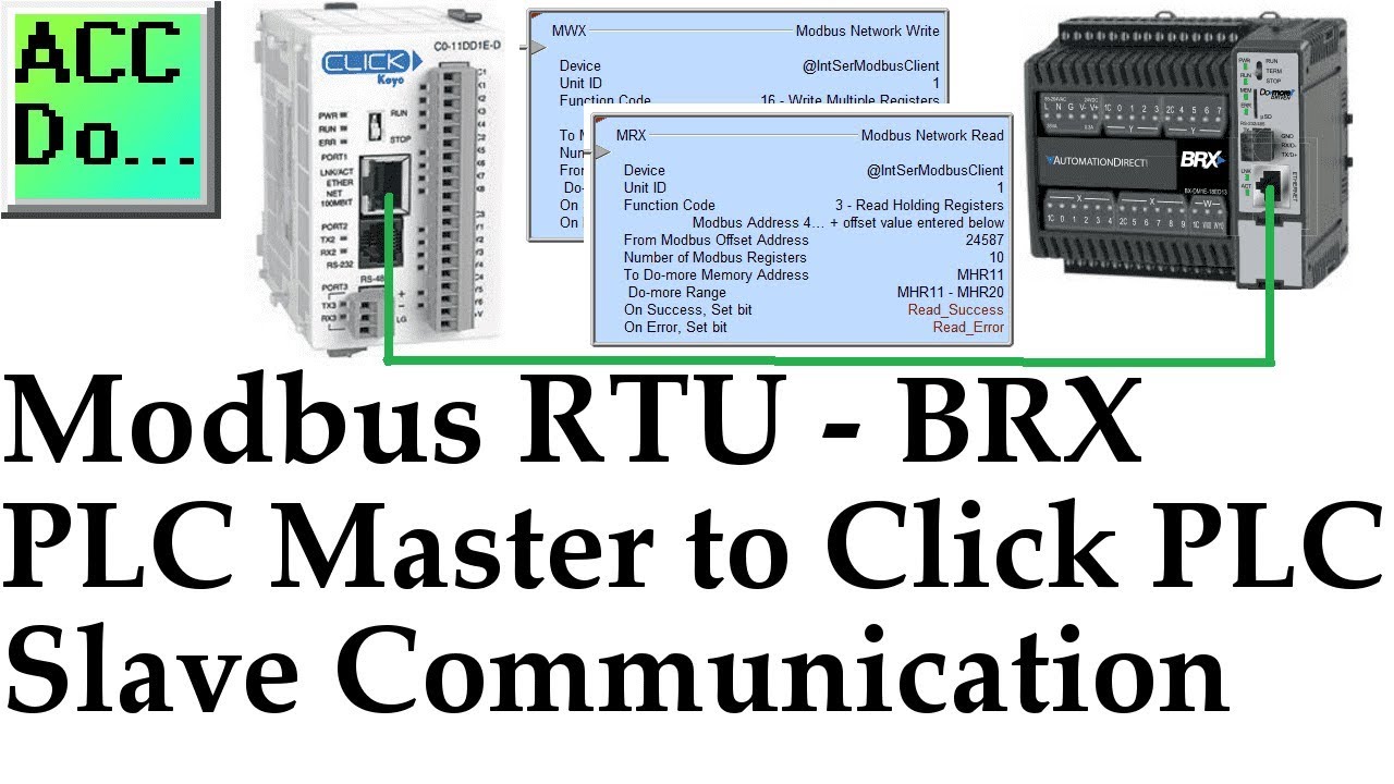 'Video thumbnail for Modbus RTU BRX Do-More Master to Click Slave PLC'
