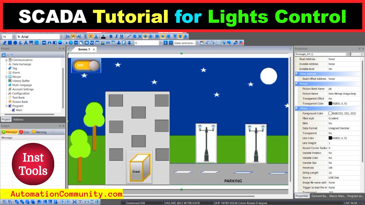 'Video thumbnail for SCADA Tutorial for Lights Control - PLC Building Lights ON and OFF Logic'