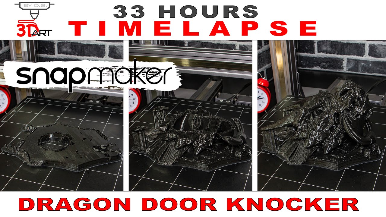 Video thumbnail for 3D Print Dragon Door Knocker Time Lapse. Snapmaker 2.0 A350