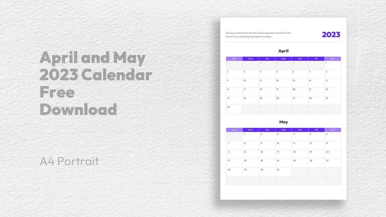 'Video thumbnail for April and May 2023 Calendar Free Download'