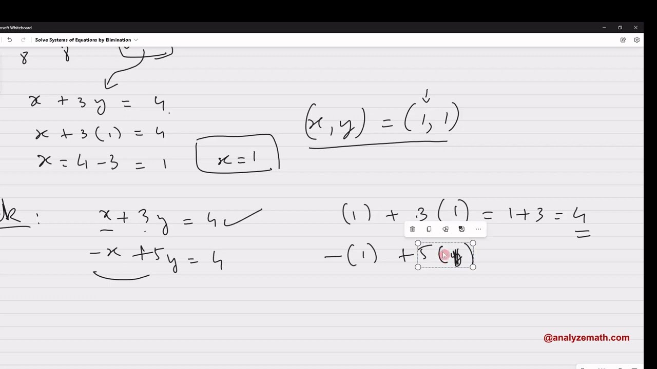 'Video thumbnail for Solve 2 by 2 System of Equations by  Elimination'