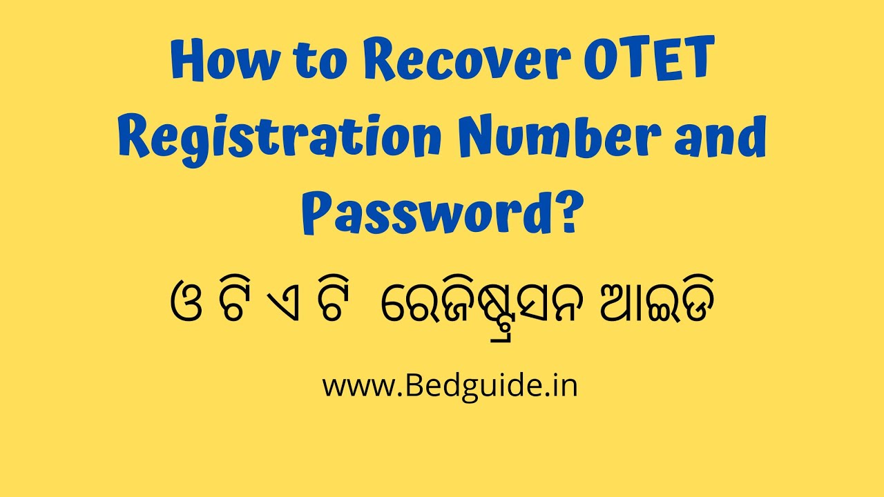 'Video thumbnail for How to get the OTET registration number and password? Lost OTET Registration Number and Password'